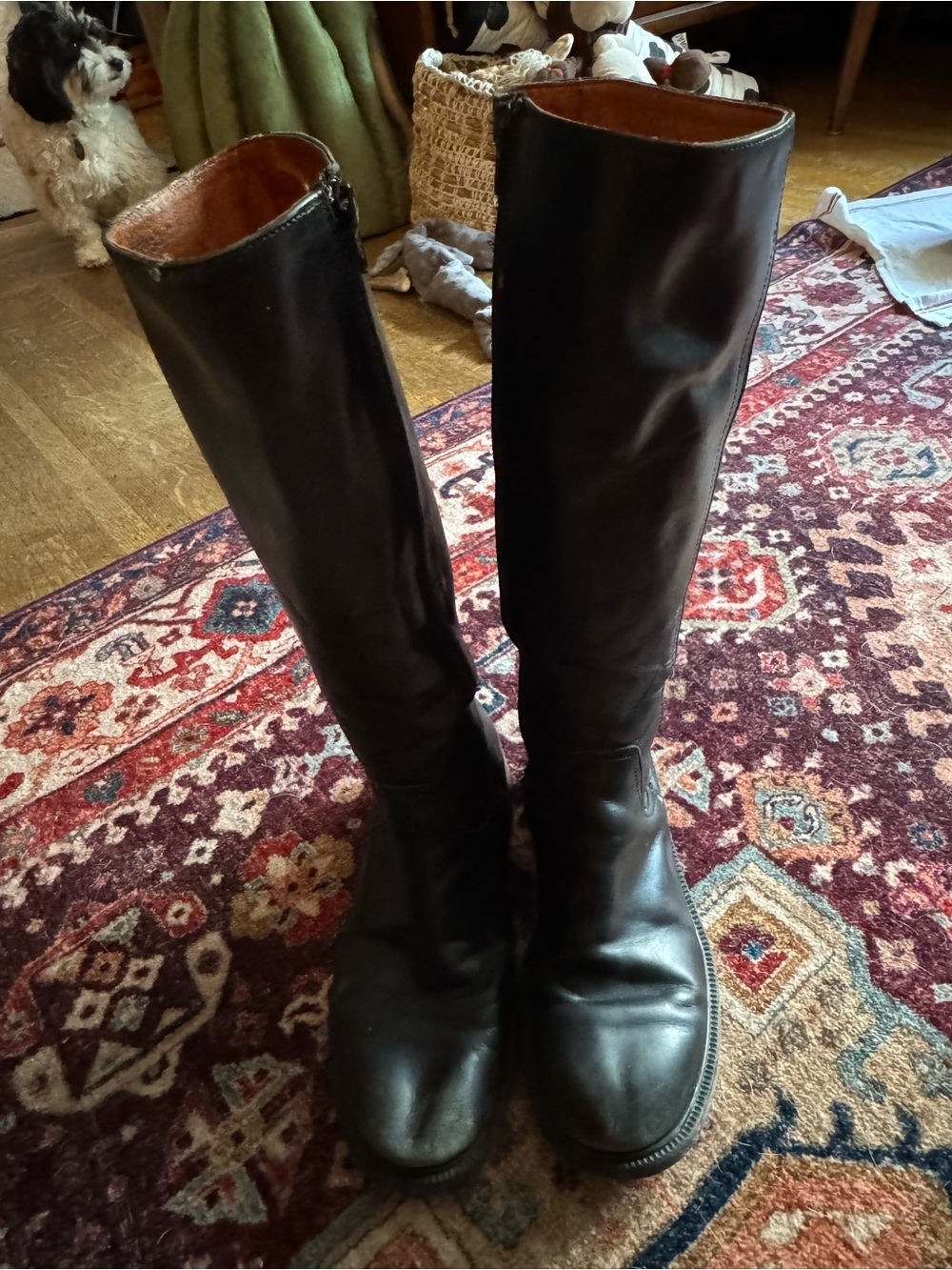 J. Crew Black Leather Vintage Campus Boots, made in Italy